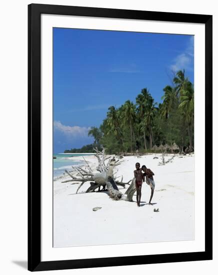 Zanzibari Boys Playing on Pingwe Beach, Zanzibar, Tanzania, East Africa, Africa-Yadid Levy-Framed Photographic Print