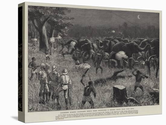 Zanzibaris Scaring Elephants Which Were Destroying a Banana Grove Near Fort Bodo-John Charles Dollman-Stretched Canvas