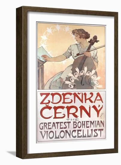 Zdenka Cerny, the Greatest Bohemian Violoncellist, 1913-Alphonse Mucha-Framed Giclee Print