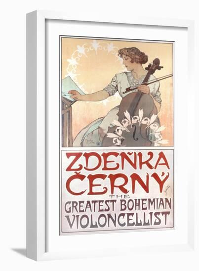 Zdenka Cerny, the Greatest Bohemian Violoncellist, 1913-Alphonse Mucha-Framed Giclee Print