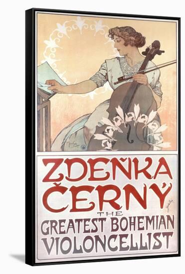 Zdenka Cerny, the Greatest Bohemian Violoncellist, 1913-Alphonse Mucha-Framed Stretched Canvas