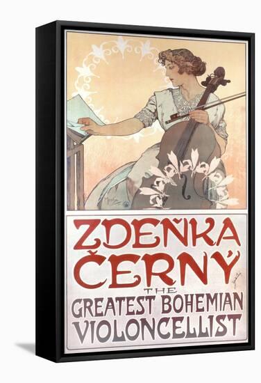 Zdenka Cerny, the Greatest Bohemian Violoncellist, 1913-Alphonse Mucha-Framed Stretched Canvas