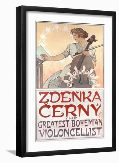 Zdenka Cerny, the Greatest Bohemian Violoncellist, 1913-Alphonse Mucha-Framed Giclee Print