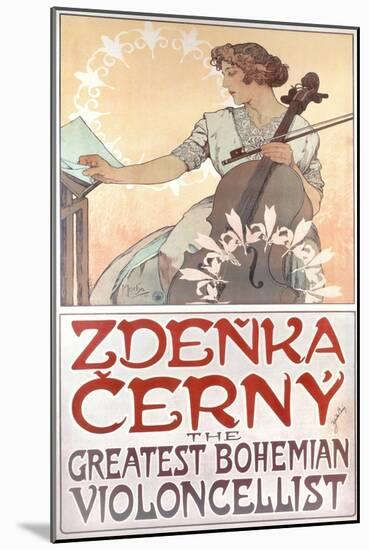 Zdenka Cerny, the Greatest Bohemian Violoncellist, 1913-Alphonse Mucha-Mounted Giclee Print