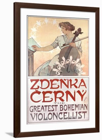 Zdenka Cerny, the Greatest Bohemian Violoncellist, 1913-Alphonse Mucha-Framed Giclee Print