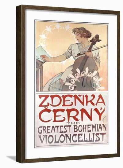 Zdenka Cerny, the Greatest Bohemian Violoncellist, 1913-Alphonse Mucha-Framed Giclee Print