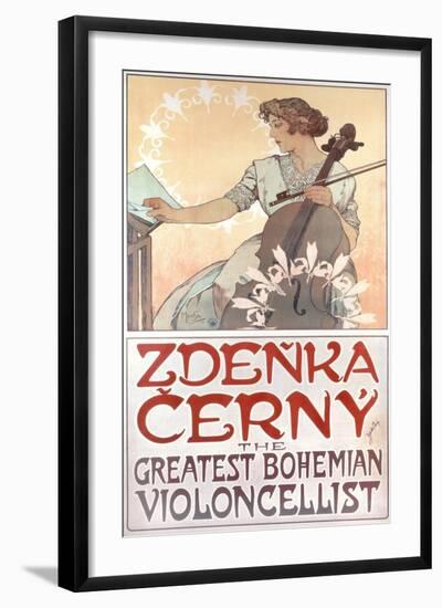 Zdenka Cerny, the Greatest Bohemian Violoncellist, 1913-Alphonse Mucha-Framed Giclee Print