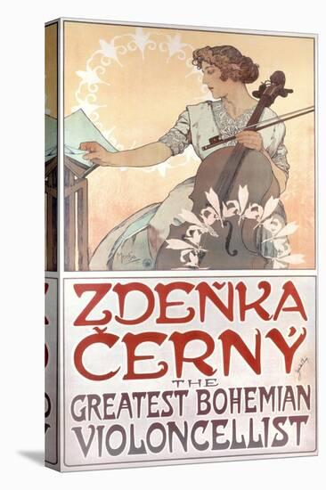 Zdenka Cerny, the Greatest Bohemian Violoncellist, 1913-Alphonse Mucha-Stretched Canvas