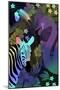 Zebra and Birds in the Night-Ikuko Kowada-Mounted Giclee Print