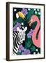 Zebra and Birds-Ikuko Kowada-Framed Giclee Print