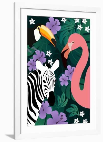 Zebra and Birds-Ikuko Kowada-Framed Giclee Print