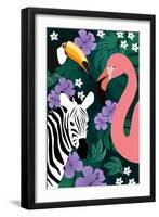 Zebra and Birds-Ikuko Kowada-Framed Giclee Print