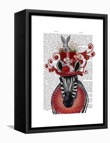 Zebra and Bunny Hat-Fab Funky-Framed Stretched Canvas