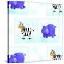 Zebra and Hippos Pattern-null-Stretched Canvas