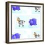 Zebra and Hippos Pattern-null-Framed Giclee Print