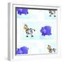 Zebra and Hippos Pattern-null-Framed Giclee Print