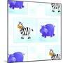 Zebra and Hippos Pattern-null-Mounted Giclee Print