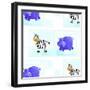 Zebra and Hippos Pattern-null-Framed Premium Giclee Print