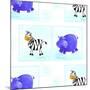 Zebra and Hippos Pattern-null-Mounted Giclee Print