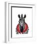 Zebra and Red Ruff-Fab Funky-Framed Art Print