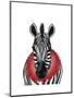Zebra and Red Ruff-Fab Funky-Mounted Art Print