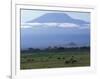 Zebra and Wildebeest under Mt. Kilimanjaro, Amboseli National Park, Kenya-Paul Souders-Framed Photographic Print