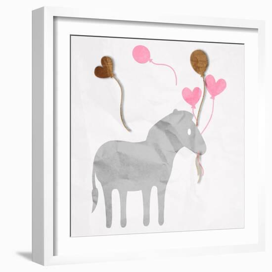 Zebra Balloon-Jace Grey-Framed Art Print