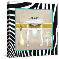 Zebra Bath I-Elizabeth Medley-Stretched Canvas