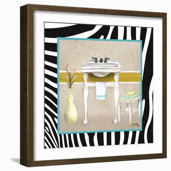 Zebra Bath I-Elizabeth Medley-Framed Art Print