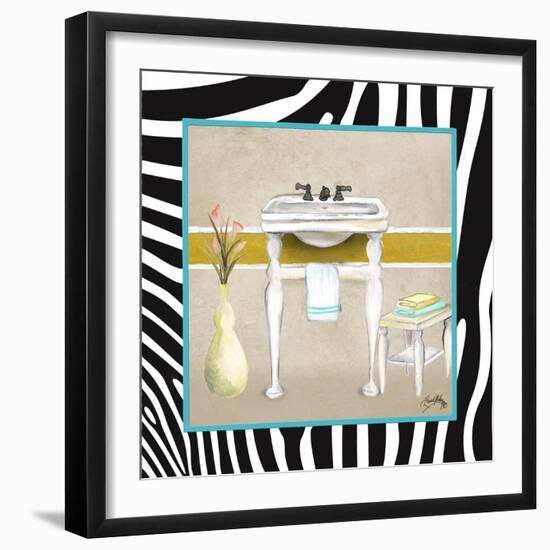 Zebra Bath I-Elizabeth Medley-Framed Art Print