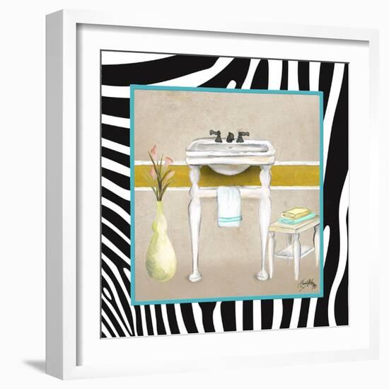 Zebra Bath I-Elizabeth Medley-Framed Art Print