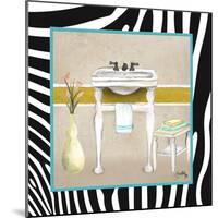 Zebra Bath I-Elizabeth Medley-Mounted Art Print