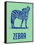 Zebra Blue and Green-NaxArt-Framed Stretched Canvas