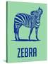 Zebra Blue and Green-NaxArt-Stretched Canvas