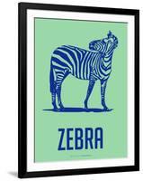 Zebra Blue and Green-NaxArt-Framed Art Print
