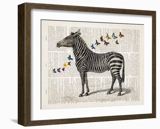 Zebra & Butterflies-Christopher James-Framed Art Print