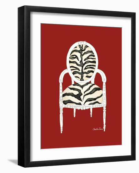 Zebra Chair on Red-Chariklia Zarris-Framed Art Print