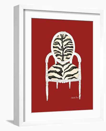 Zebra Chair on Red-Chariklia Zarris-Framed Art Print