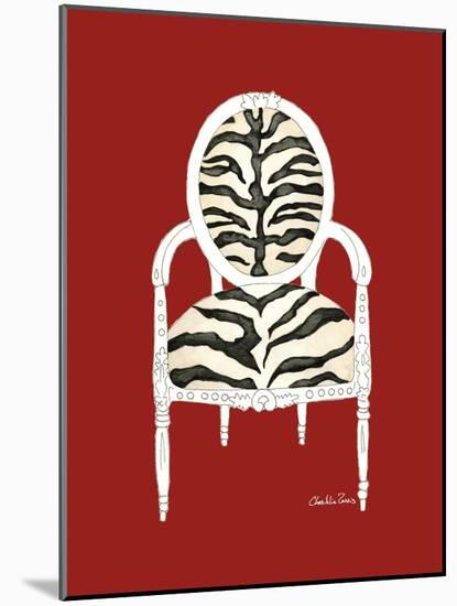 Zebra Chair on Red-Chariklia Zarris-Mounted Art Print
