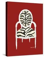 Zebra Chair on Red-Chariklia Zarris-Stretched Canvas