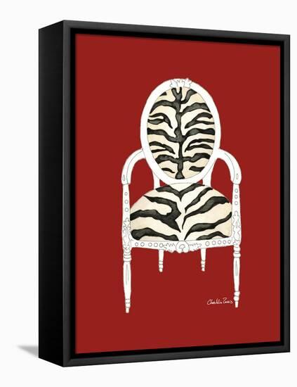 Zebra Chair on Red-Chariklia Zarris-Framed Stretched Canvas
