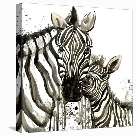 Zebra Cuddles-Jin Jing-Stretched Canvas