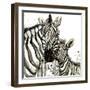 Zebra Cuddles-Jin Jing-Framed Art Print