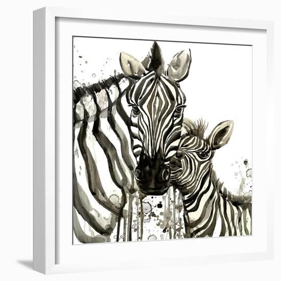 Zebra Cuddles-Jin Jing-Framed Art Print