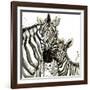 Zebra Cuddles-Jin Jing-Framed Art Print