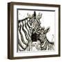 Zebra Cuddles-Jin Jing-Framed Art Print