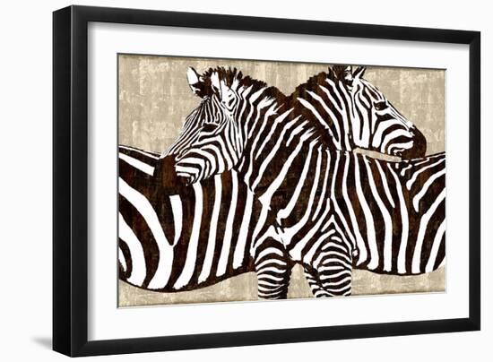 Zebra Gathering-Darren Davison-Framed Art Print