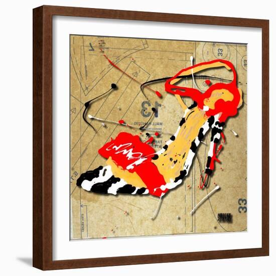 Zebra Heel Red-Roderick E. Stevens-Framed Giclee Print