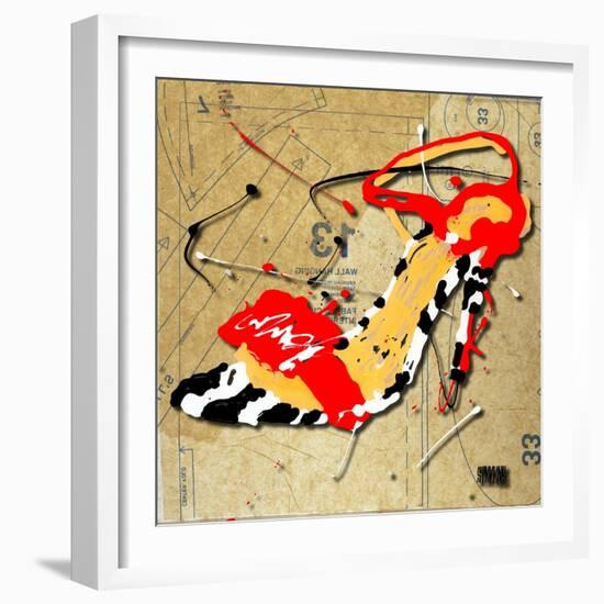 Zebra Heel Red-Roderick E. Stevens-Framed Giclee Print