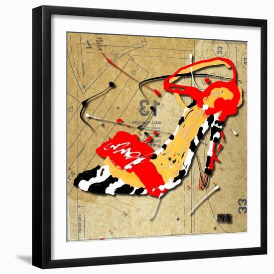 Zebra Heel Red-Roderick E. Stevens-Framed Giclee Print